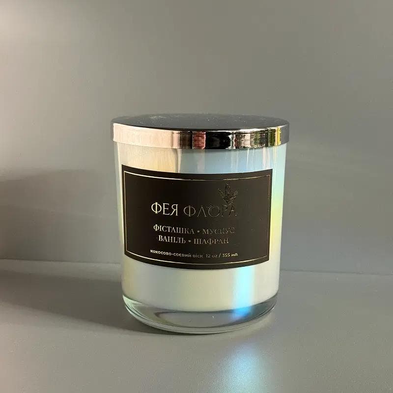 Свічка Фея Флора Фісташка-Мускус-Ваніль Шафран 355мл