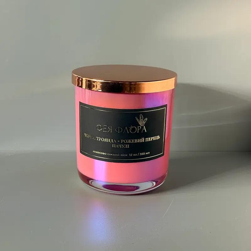 Свічка Фея Флора Чорна троянда-Рожевий перець- Пачулі 355мл