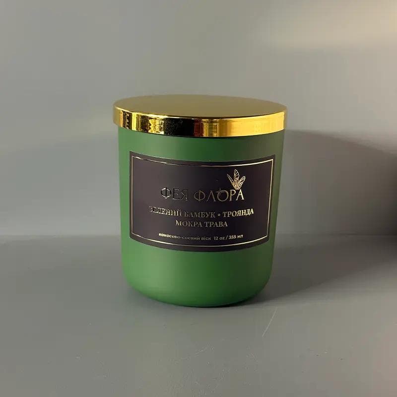 Свічка Фея Флора Зелений бамбук-Троянда-Мокра трава 355мл
